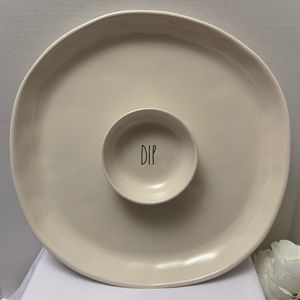 Rae Dunn DIP Large Platter Round / Chips & Dip